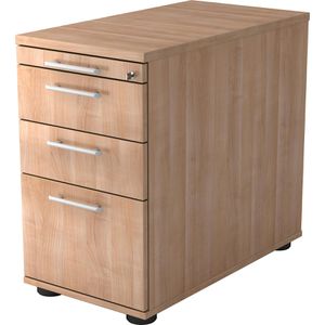 Hammerbacher Standcontainer Solid SC40, nussbaum, 3 Schübe & Hängeregister, abschließbar, Tiefe 80cm