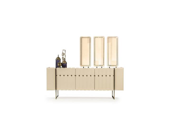 JVmoebel Sideboard Sideboard Beige Modern Luxus Kommode Spiegel Anrichte Esszimmer Neu, Made in Europa
