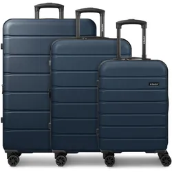 Saxoline Miami 4 Rollen Kofferset 3-teilig mit Dehnfalte, Koffer, Blau