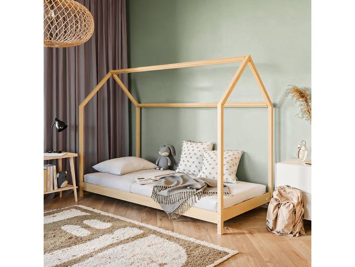 Lit Cabane 90x200 Sommier Inclus Léonce Bois