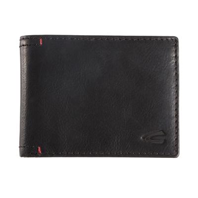 Geldbörse CAMEL ACTIVE "Salamanca", Herren, schwarz, Leder, clean, gepflegt, unifarben mit Farbeinsatz, Kleinlederwaren, Portemonnaie, Geldbeutel mit kontrastreichem Handstich-Detail