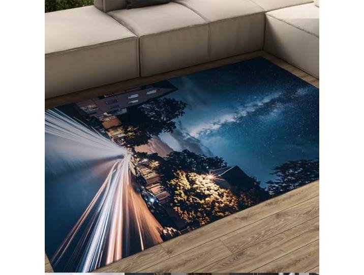 Blauwe sterrenhemel tapijten stad snelweg nachtzicht gebied tapijten indoor groot tapijt dunne vloermatten voor slaapkamer woonkamer kantoor tapijt 180 x 240 cm