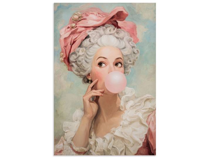 Wandbild ARTLAND Kaugummi Rebellin Madame Pompadour , rosa (farbe bild(er): blau), B:80cm H:120cm, Alu Dibond, Bilder, Wandbild, als Alubild, Leinwandbild, Poster, Wandaufkleber in verschied. Grössen