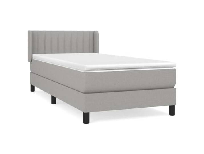 PUGYNBK Boxspringbett, 80 x 200 cm, hellgrauer Stoff Verstellbares Kopfteil, Taschenfedern, mittlere Festigkeit, atmungsaktiver Schutz