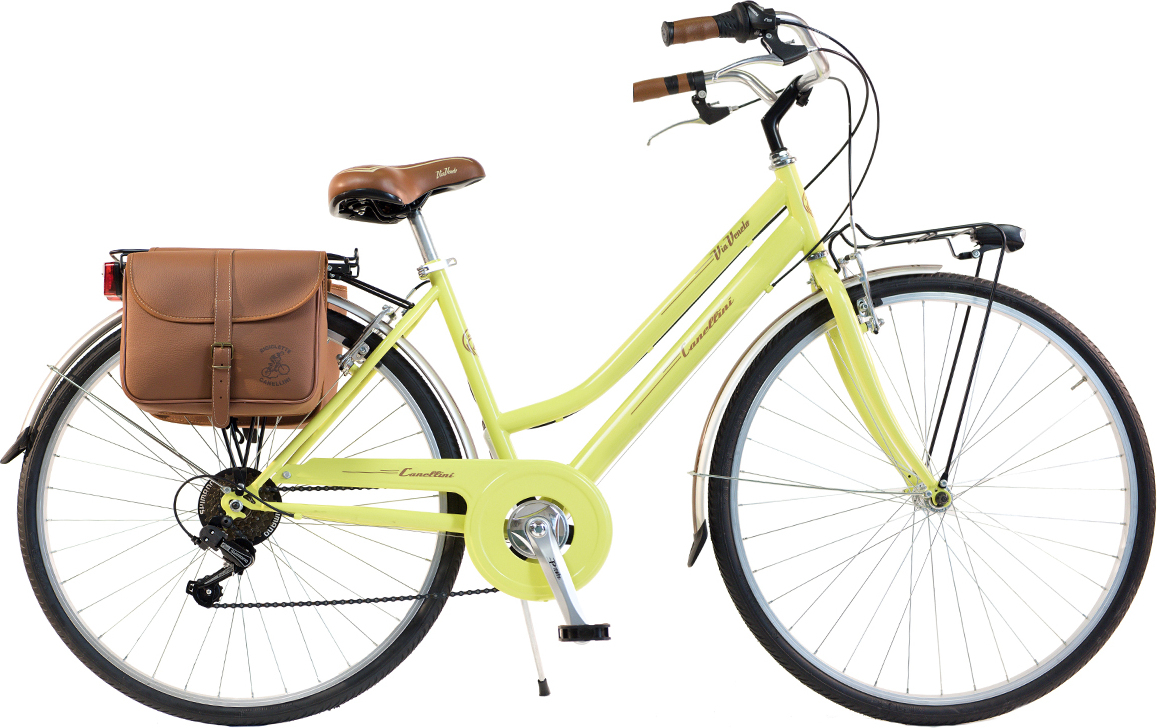Via Veneto by Canellini Fahrrad Citybike Frau Stahl mit Seitentaschen - Gelb 46