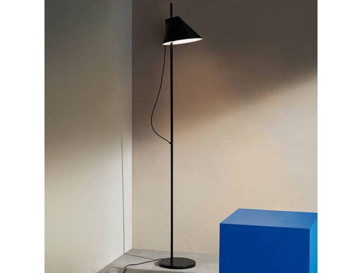 Design vloerlamp Yuh, dimbaar, zwart, Woon-/ Eetkamer, Aluminium, Design, vloerlamp