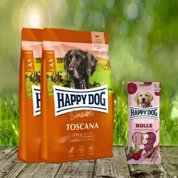 Happy Dog Supreme Sensible Toscana 2 x 12,5 kg + Happy Dog Dental Rolls  *geschenkt*