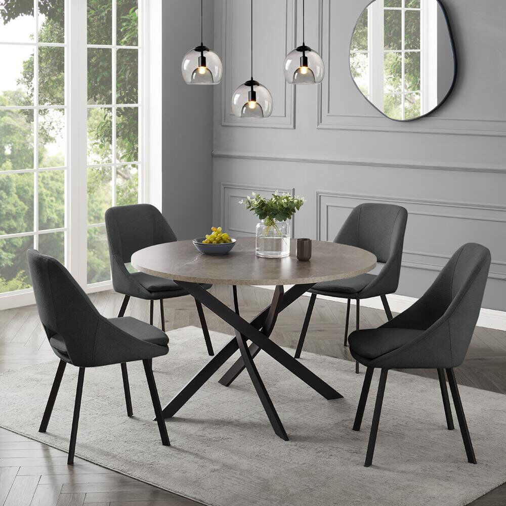 George Oliver Copemish 4 -Person Stone Dining Set Dark Gray 4