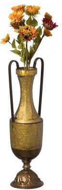 Uniquewise Decorative Antique Style Metal Jug Floor Vase with 2 Handles - Vintage Inspired Rustic Design for Entryway, Living Room