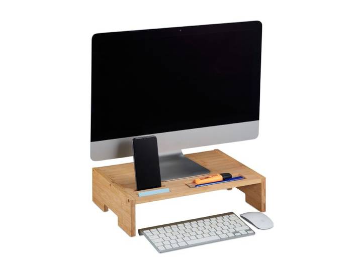 Relaxdays Monitorstandaard van bamboe
