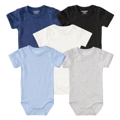 Kurzarmbody STACCATO, Jungen, Gr. 50/56, Normalgrößen, bunt, Oberstoff: 95% Baumwolle, 5% Elasthan., meliert, unifarben, Basic, normal, Bodys, 5er-Pack