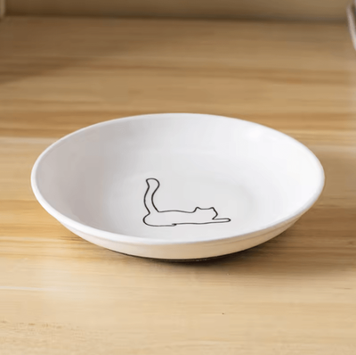 Inspire Curations BlossomDish Ceramic Cat Bowl With Silicone Anti Slip Pad For Food & Water a3