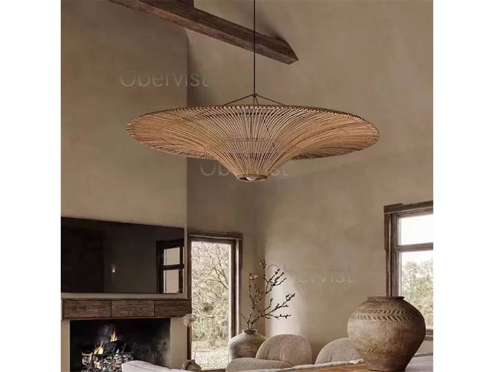 Lampe suspendue rétro japonaise Wabi Sabi, en rotin fait main, pour restaurant, salon, chambre à coucher, décoration de la maison
