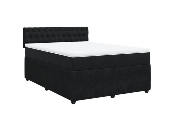 PUGYNBK Boxspringbett aus schwarzem Samt, 140 x 190 cm Taschenfederkernmatratze, abnehmbarer Matratzenschoner, Lattenrost, atmungsaktive Unterstützung