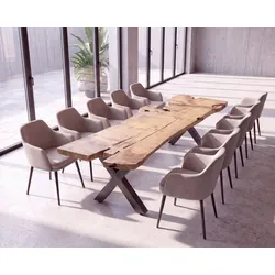 MassivHolz »Mammut« 381 cm Unikat-Baumstamm-Esstisch – Nr. 31192 381 cm / X-Beine