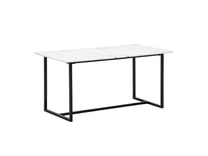 Wohnling Küchentisch 120x60x76 cm Weiß Marmor-Optik, Esstisch Rechteckig