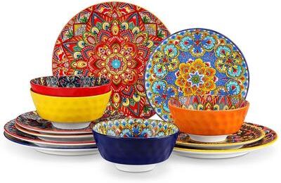 vancasso LUMI Diamond Texture 12 or 18 Piece Porcelain Dinnerware Set