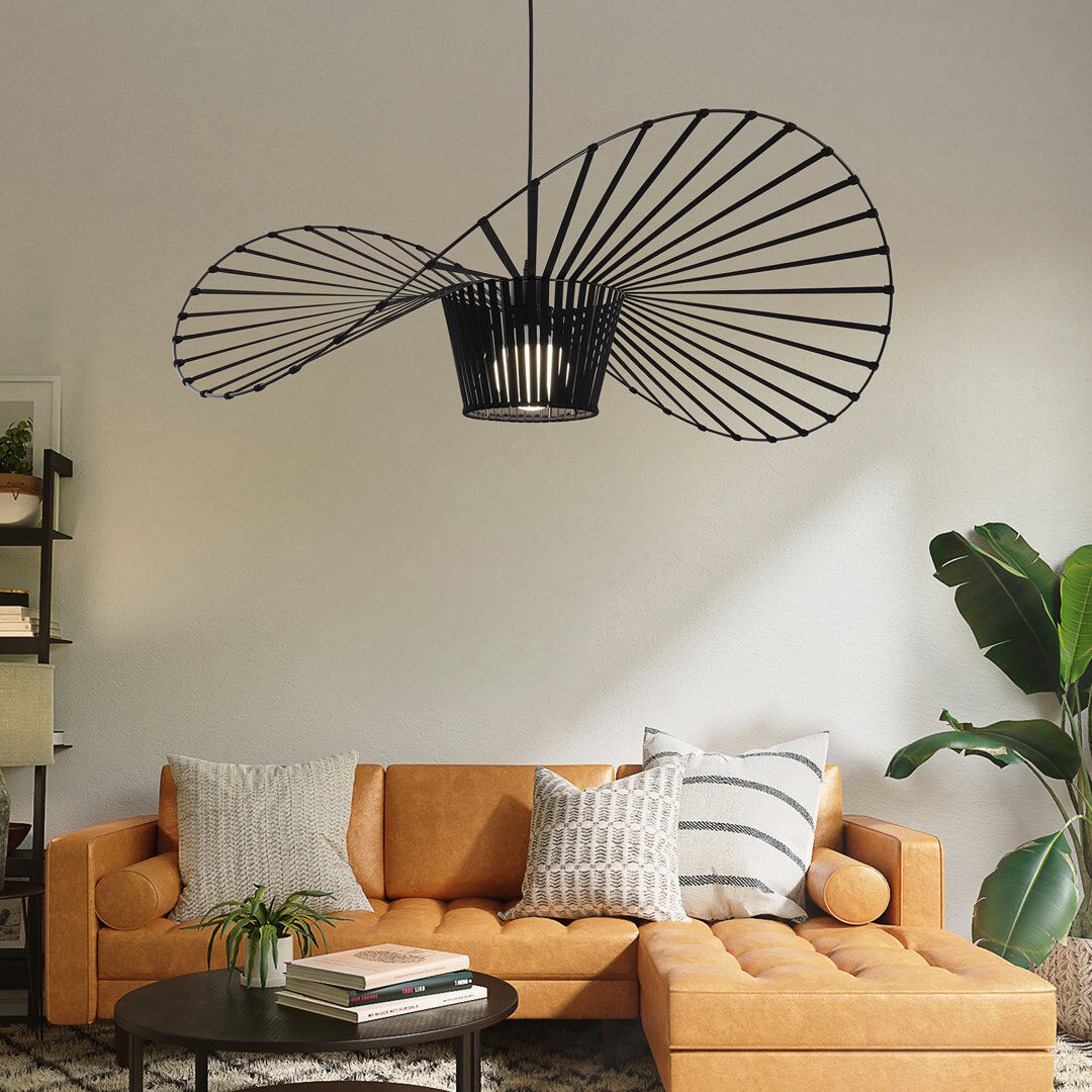 Ivy Bronx Carlose 1-Light Hat-Shaped Kitchen Island Pendant Black 25cm x 60cm x 60cm