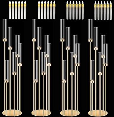 Inspired Living 46 Inch Metal Floor Candlestick Holders Set With 24 LED Candles For Wedding Centerpieces And Event Decor 46 Inch Metal Floor Candlestick Holders Set With 24 LED Candles For Wedding Centerpieces And Event Decor