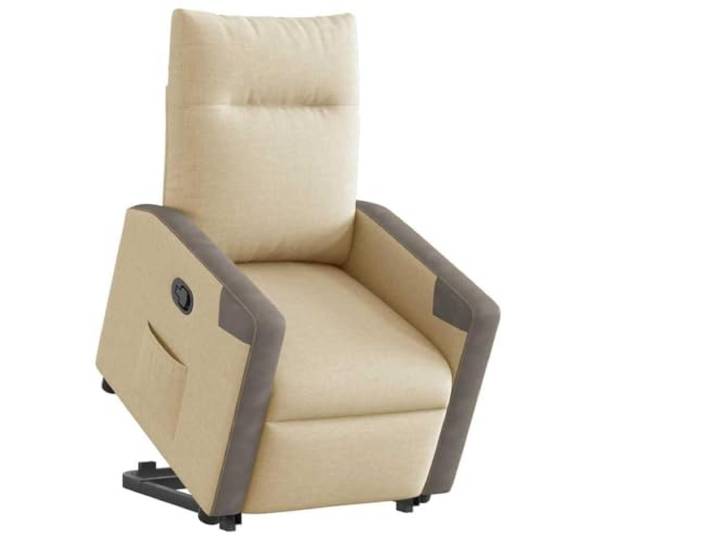 HEFZGDB Relaxsessel mit Aufstehhilfe Creme Stoff Elektrischer Sitzlift und Manuelle Liegefunktion für Bequemes Sitzerlebnis mit Seitentasche