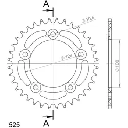 Supersprox Alu-Kettenrad 525 36Z (Schwarz)