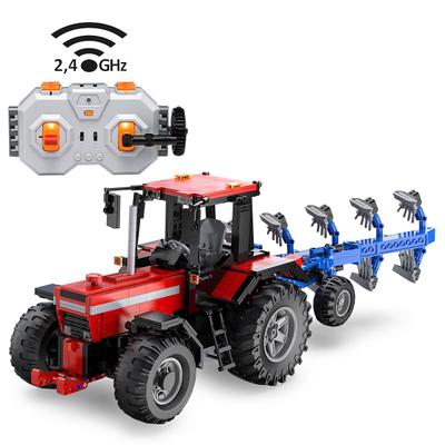 RC-Auto JAMARA "CaDA Traktor mit Pflug 1:17 2,4GHz Bricks", rot, Fernlenkfahrzeuge, KinderB:17cm H:19,1cm T:55cm, B:17cm H:19,1cm T:55cm