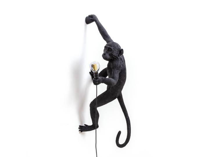 Monkey Hanging Outdoor Wall Lamp Right Black - Seletti Monkey Lamp - Design - Plastique