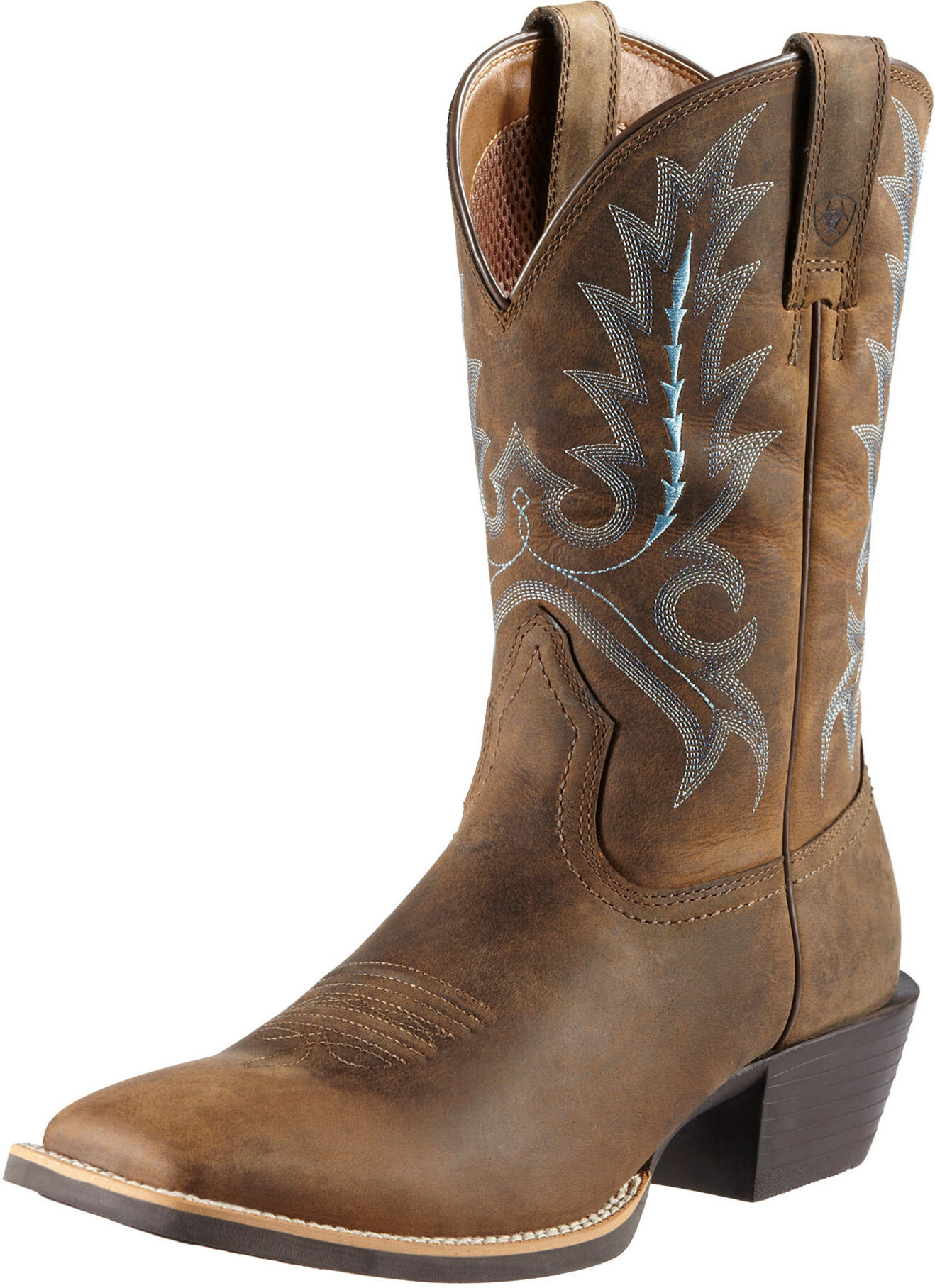 Men's Sport Outfitter Wide Square Toe Cowboy Boots in Distressed Brown Leather, Size: 8.5 EE by Ariat