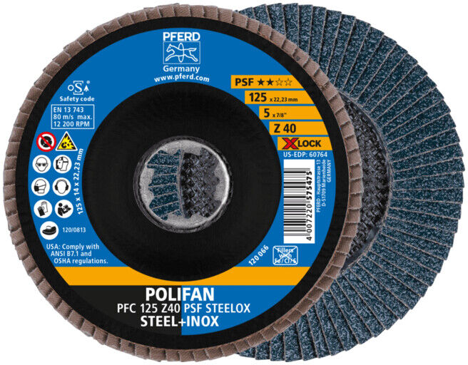 Rondelle crantée PFERD POLIFAN PFC 125 Z40 PSF STEELOX/X-LOCK (67664126)