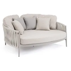 Gartendaybed Jacinta aus Aluminium, modern und gepolstert, Sand, Outdoor-Design für entspannte Momente