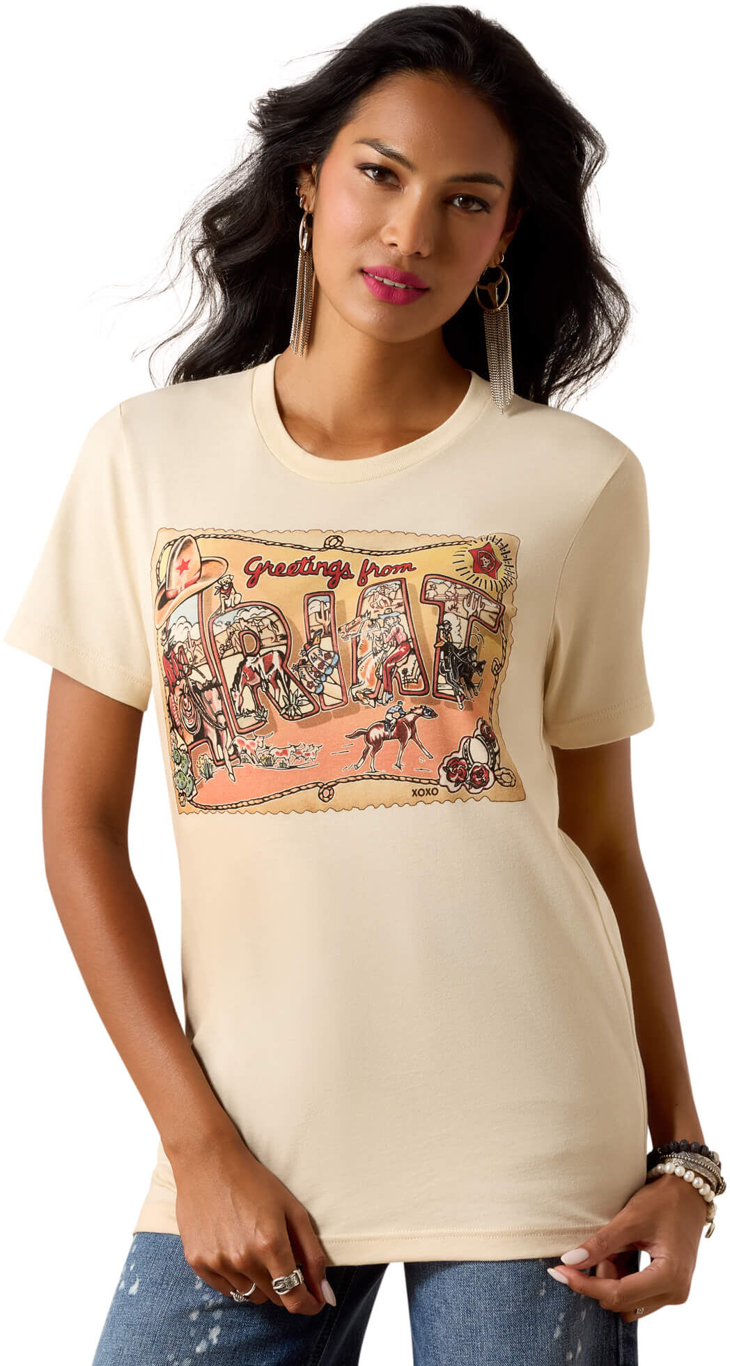 Women's x XOXO Postcard T-Shirt in Soft Cream, Size: Medium by Ariat