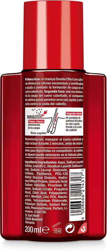 Alpecin Caffeine Double Effect champú anticaída y anticaspa 200 ml