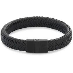 Rebel & Rose RR-M0020-B Herrenarmband Leder Schwarz Full Metal Herringbone Black, 19 cm