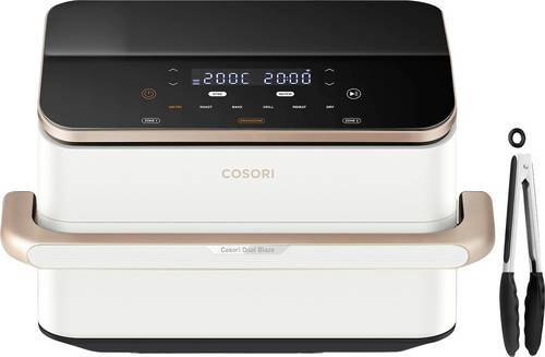Cosori DualBlaze TwinFry 10 l 2800 W App steuerbar, spülmaschinenfest, digitaler Timer, Grillfunktion Roségold, Weiß