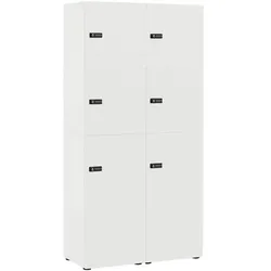 Möbelpartner Spind-Set »Locked« 6x1 mit Zahlenschloss weiß, 90.8x185.2x40.7 cm
