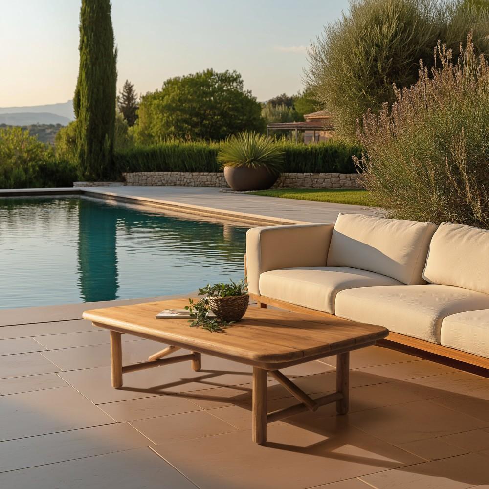 COLINE - Gartentisch, Couchtisch, 130x70 cm, aus recyceltem Teakholz