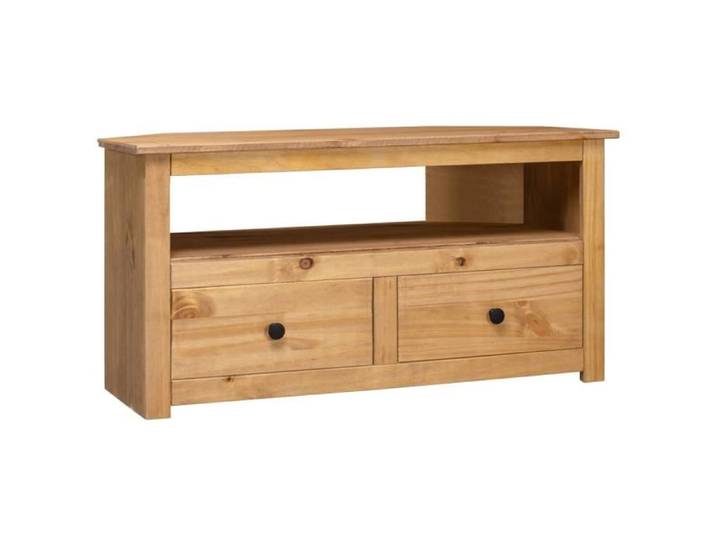 Meuble TV d'angle Dex - Pin solide - 93x55x49 cm - Marron - Bois massif - Mat