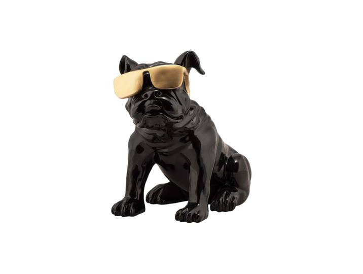 Handgefertigte Design Skulptur „Bulldogge mit goldener Sonnenbrille“ 40 x 23 cm Multicolor Crea Collection