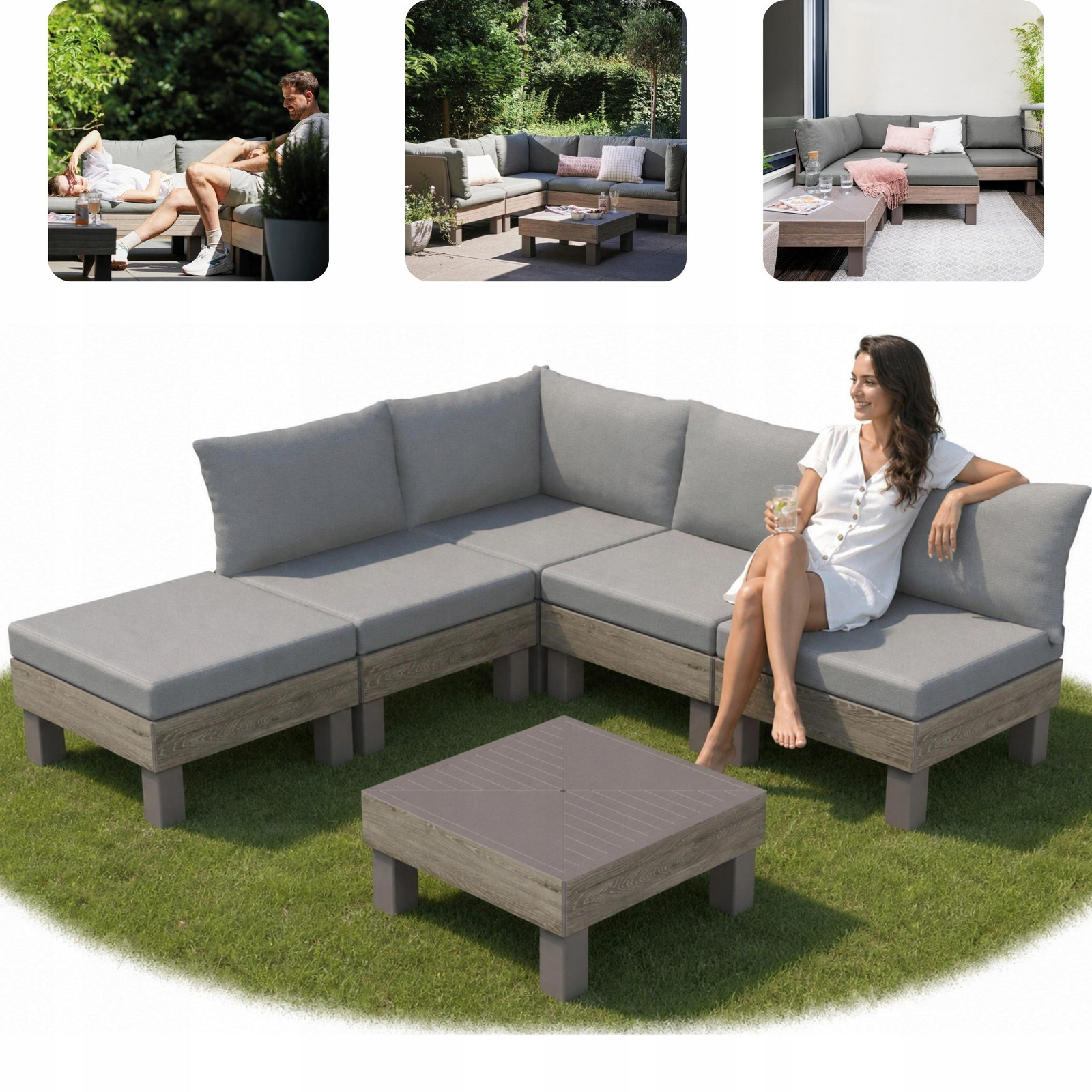 Keter Elements tuinmeubelset voor 5 personen inclusief sierkussens