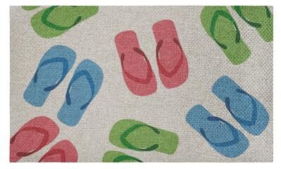 Stupell Summer Flip Flop & Stripe Designs Door Mat Design By Lil' Rue, 18x30