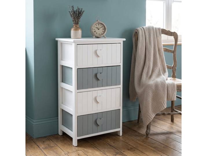 Commode cœurs en paulownia blanc 40x29x73 cm