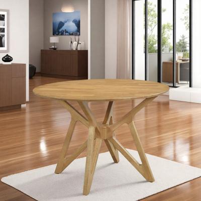 ZWYO HOSIMU "42"" Mid-Century Modern Round Dining Table, Barlow Solid Rubberwood Kitchen Table for 4"