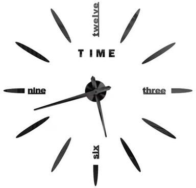 Uplifted Goods Contemporary 3D Oversized DIY Mirror Wall Clock 022 Black 1.31 1.64 Ft 2d