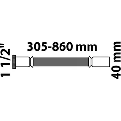 KIRCHHOFF ECO-SAVE KS Flex-Anschlussrohr, Grau, 1 1/2"IG x 40 mm, 325-830 mm, Siphons, wasseranschluss