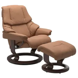 Stressless Sessel mit Hocker Reno Classic Leder Braun Batick Latte M (Medium)