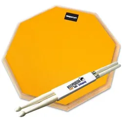 keepdrum Übungspad Orange 12 Zoll mit Drumsticks, Schlagzeug Zubehör, Orange