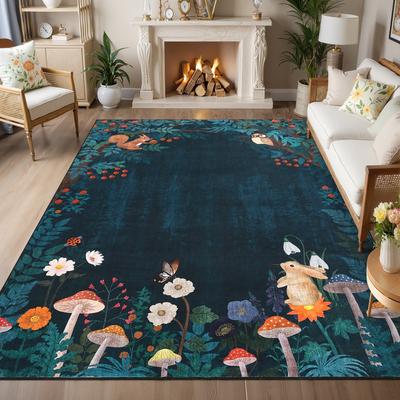 Garvee Mushroom Forest Print Area Rug