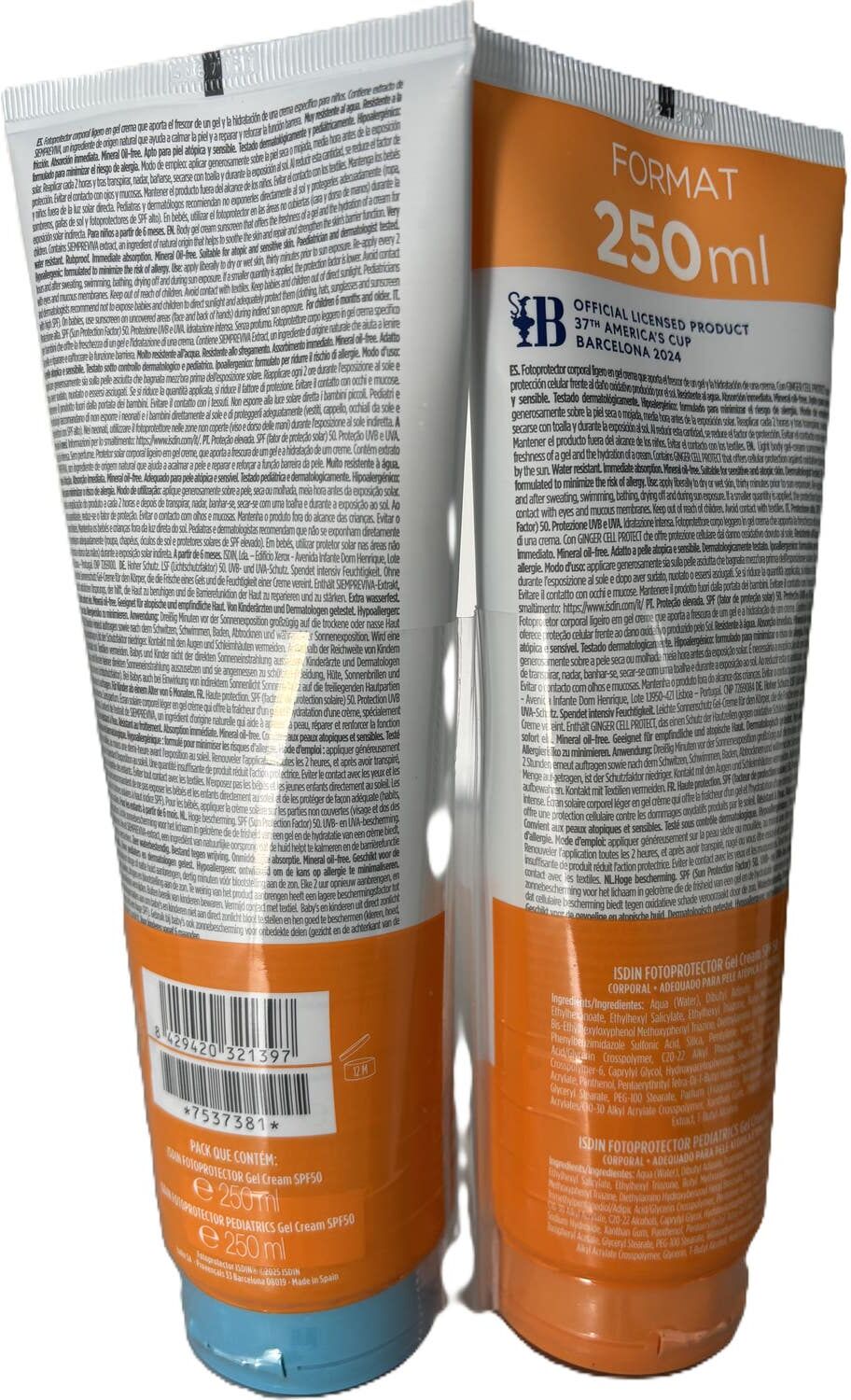 ISDIN Fotoprotector Gel Crema SPF50 250 ml + Fotoprotector Pediatrics Gel Crema SPF50 250 ml