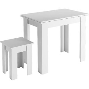 Vicco Esstisch Roman, weiß, 2-teilig, ausziehbar 90 / 120 x 76,6cm, mit 1 Stuhl, eckig