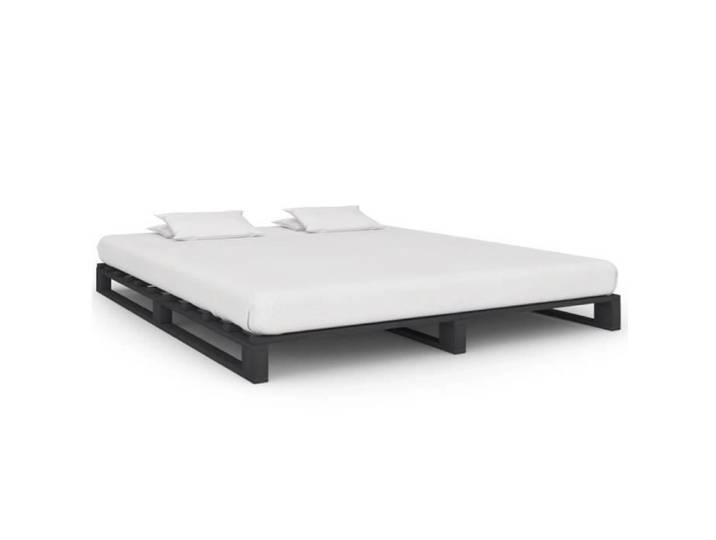 (Gris) Cadre de lit de palette Gris Bois de pin massif 180x200 cm MODE-DESGIN -{6421}